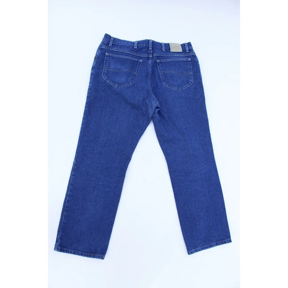 Vintage Lee Jeans Mens‎ 38x30 Dark Blue 100% Cotton Straight Leg Made In USA